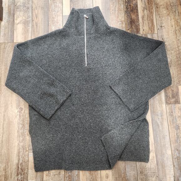 H&M Sweaters - Gray Wool Blend Half Zip Sweater Oversized Mock neck Size Large New without tags